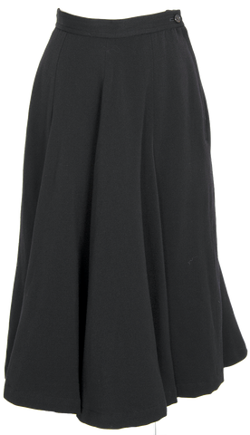 LANVIN Paris. Black Poly Blend Pleated Accents Mini Skirt