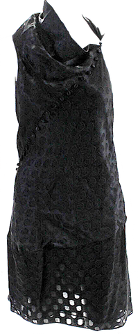 Azzedine Alaia Paris. Black coop Neck Midi Length Dress