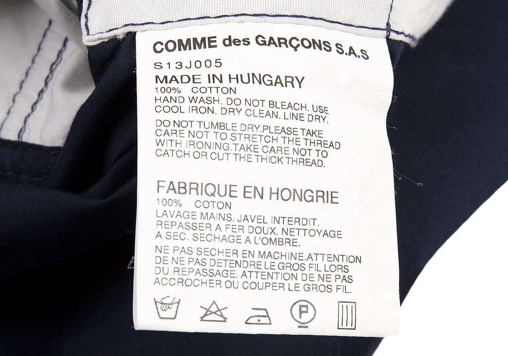 COMME des GARCONS COMME des GARCONS JAPAN. Navy Switching Cotton Coat