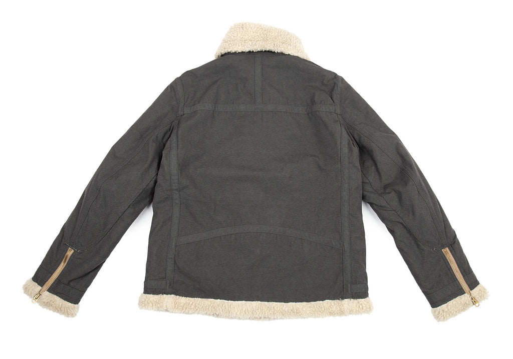 YOHJI YAMAMOTO JAPAN. Y's Faux Fur Khaki-Green, Ivory Switched Design Zip Front Blouson Jacket