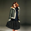 YOHJI YAMAMOTO JAPAN. Y's Faux Fur Khaki-Green, Ivory Switched Design Zip Front Blouson Jacket