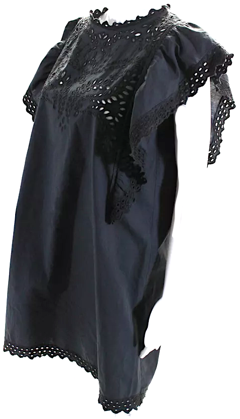 Etoile Isabel Marant Paris. Black Cotton Eyelet Short Sleeves Dress