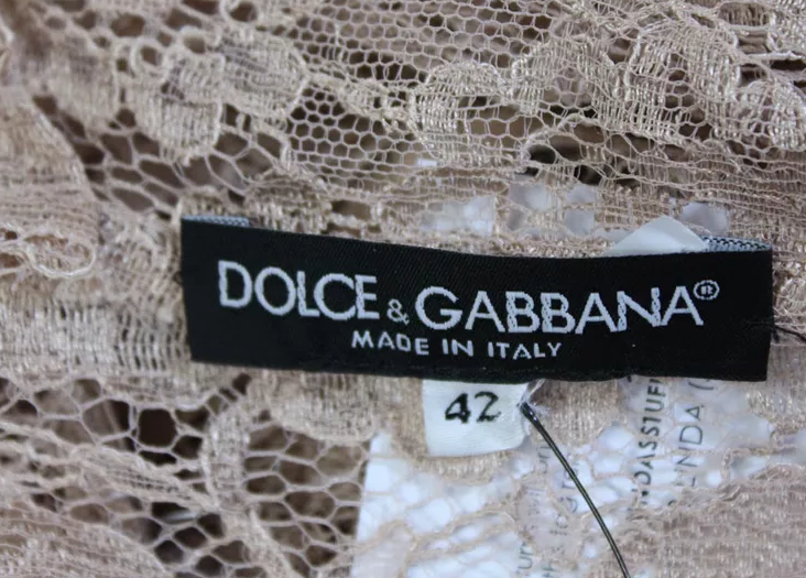 Dolce & Gabbana Italy. Beige Floral Lace Sleeveless Zip Up Sheath Dress