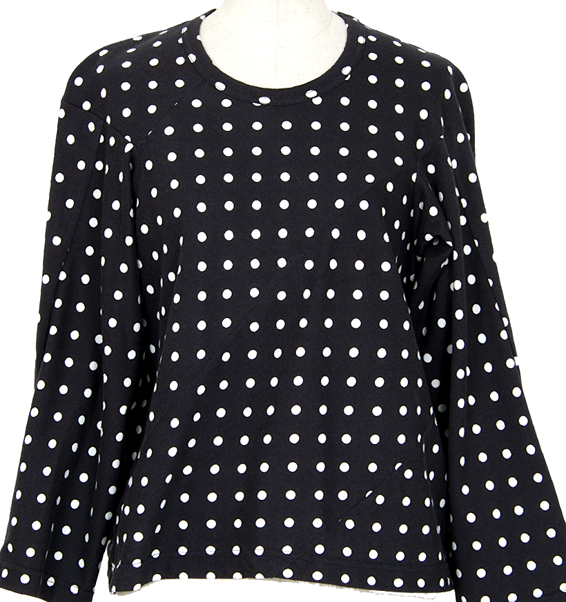 COMME des GARCONS Japan. Black Dot Printed Biased Switching Shirt