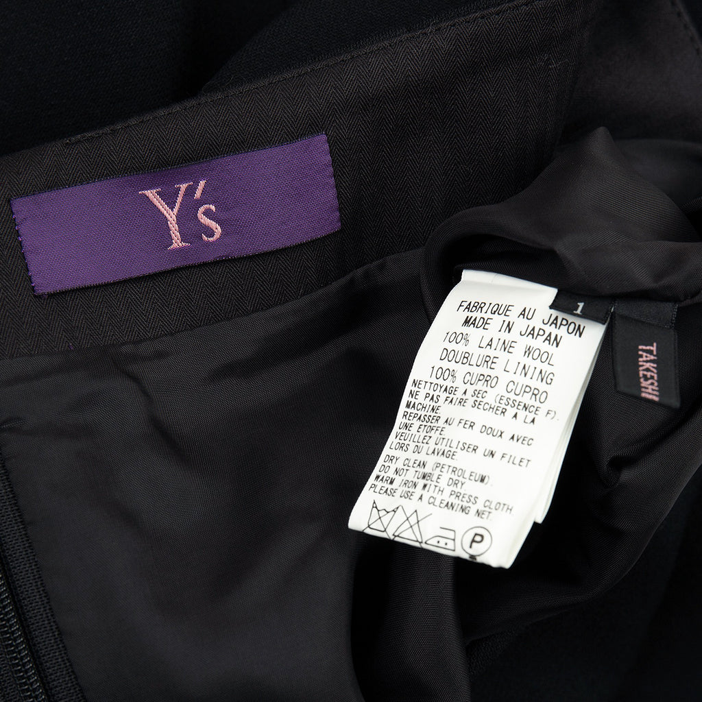 Yohji Yamamoto Japan. TAKESHI KOSAKA by Y's Pink Label Black Wool Pleats Skirt