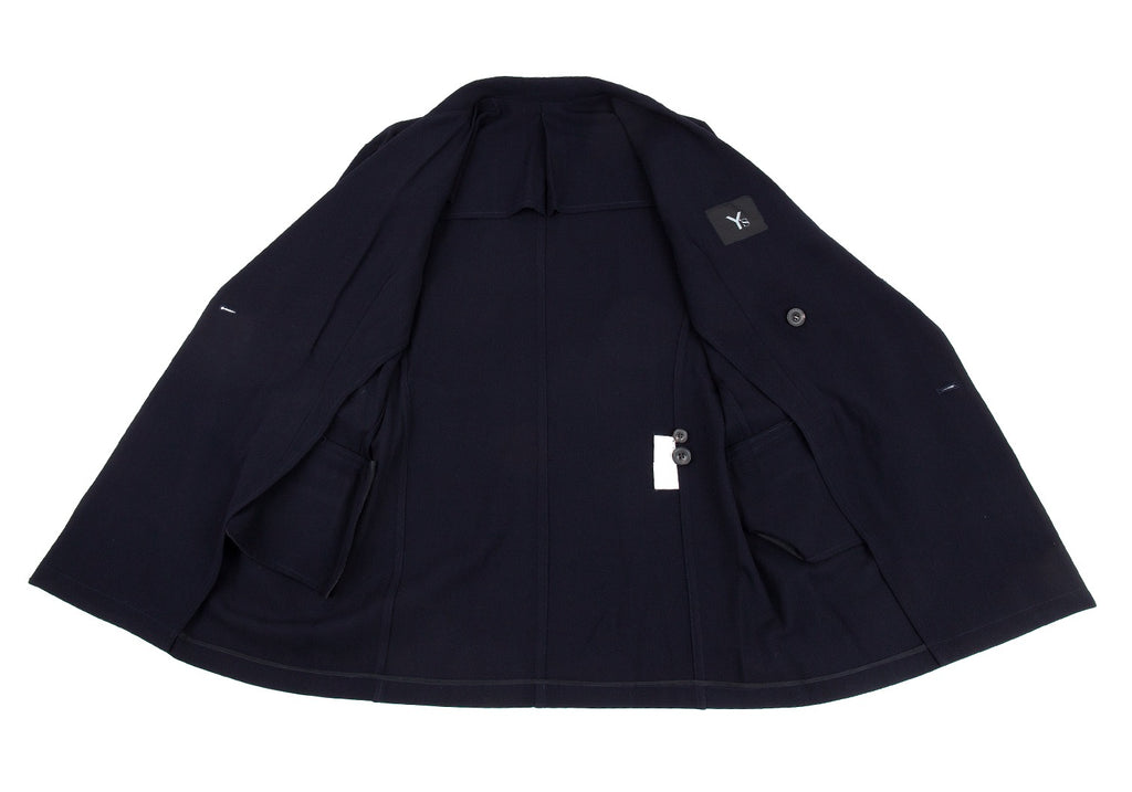 YOHJI YAMAMOTO JAPAN. Double Breasted Y's Navy Wool Taping Jacket