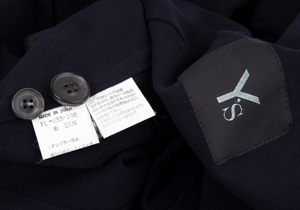 YOHJI YAMAMOTO JAPAN. Double Breasted Y's Navy Wool Taping Jacket