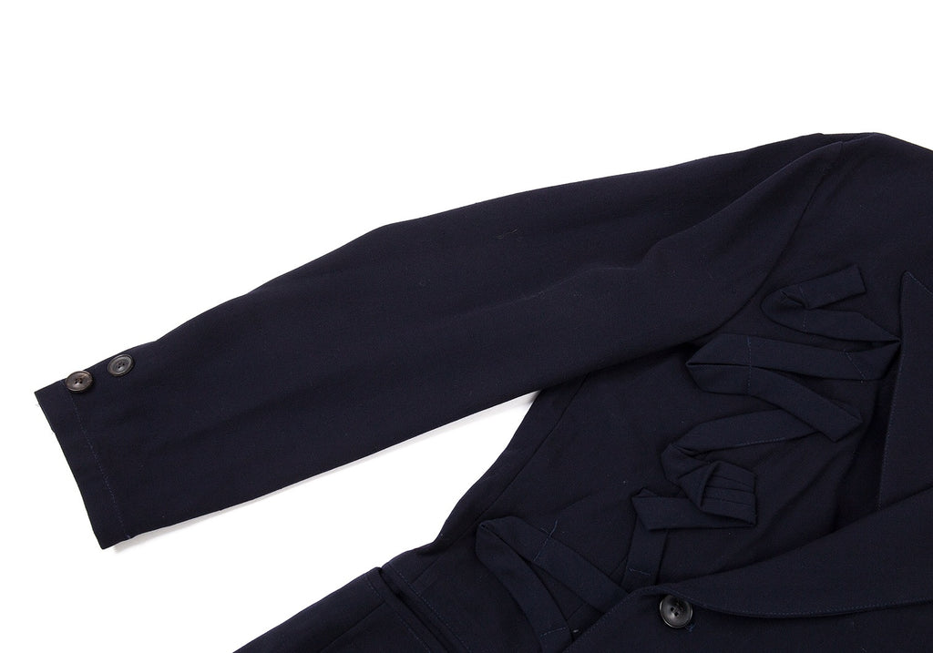 YOHJI YAMAMOTO JAPAN. Double Breasted Y's Navy Wool Taping Jacket