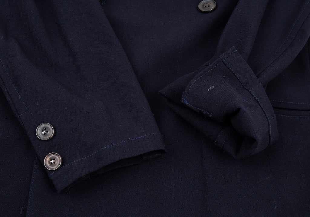 YOHJI YAMAMOTO JAPAN. Double Breasted Y's Navy Wool Taping Jacket