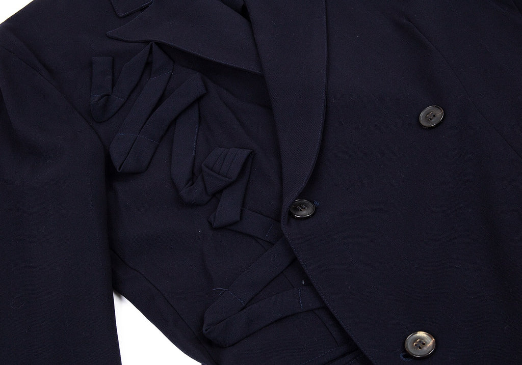 YOHJI YAMAMOTO JAPAN. Double Breasted Y's Navy Wool Taping Jacket