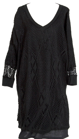 Yohji Yamamoto Japan. Y's Black Silk/Rayon Blended Gather Switching Stretch Dress
