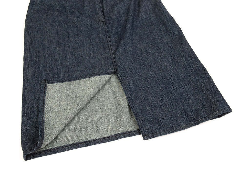 Issey Miyake Japan. Zucca Embroidery Switched Indigo Denim Skirt
