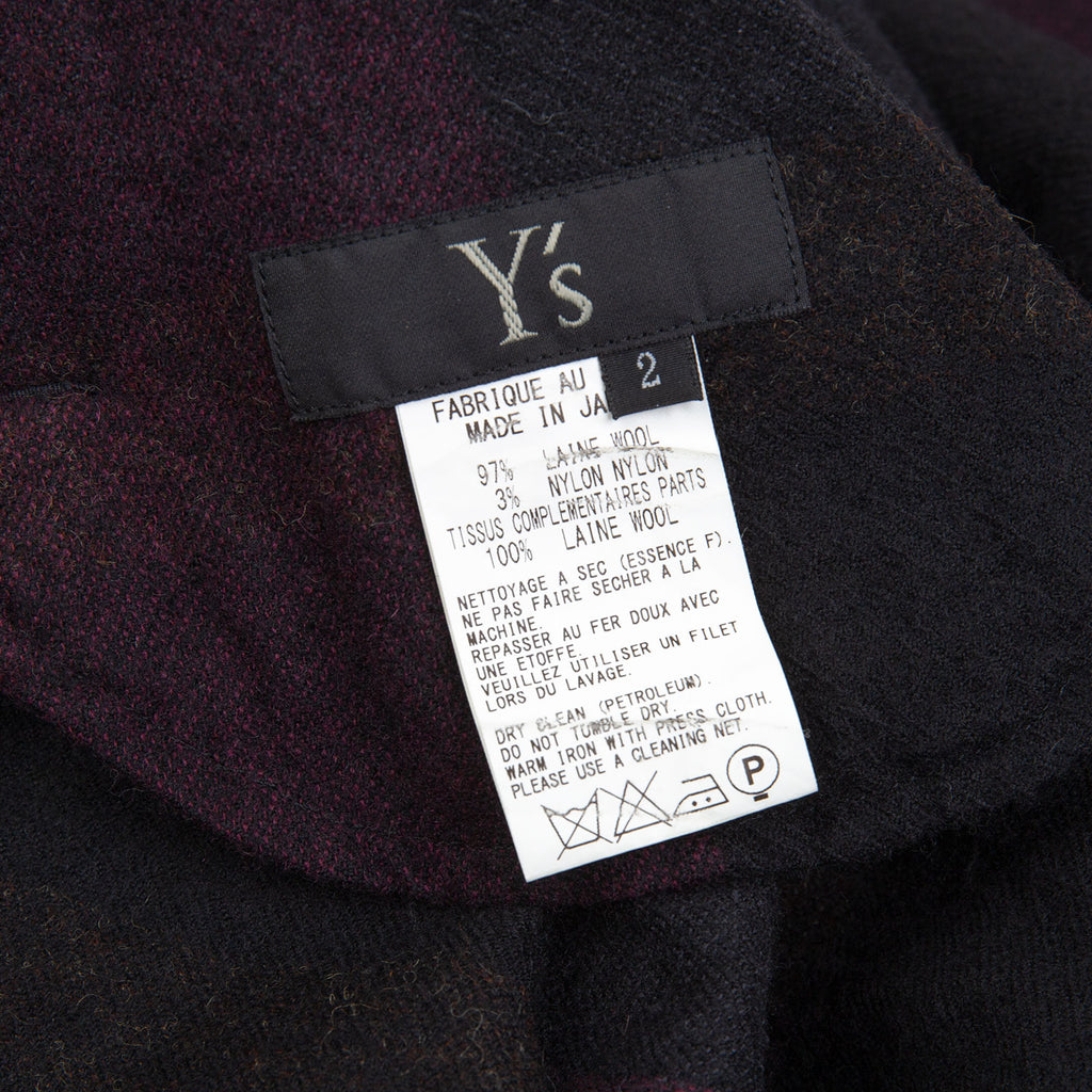 Yohji Yamamoto Japan. Y's Black Wool Nylon Checked Flare Dress