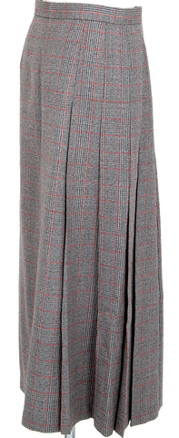 NINA RICCI Paris. Black Silk/Cotton Floral Print Knee-Length Skirt