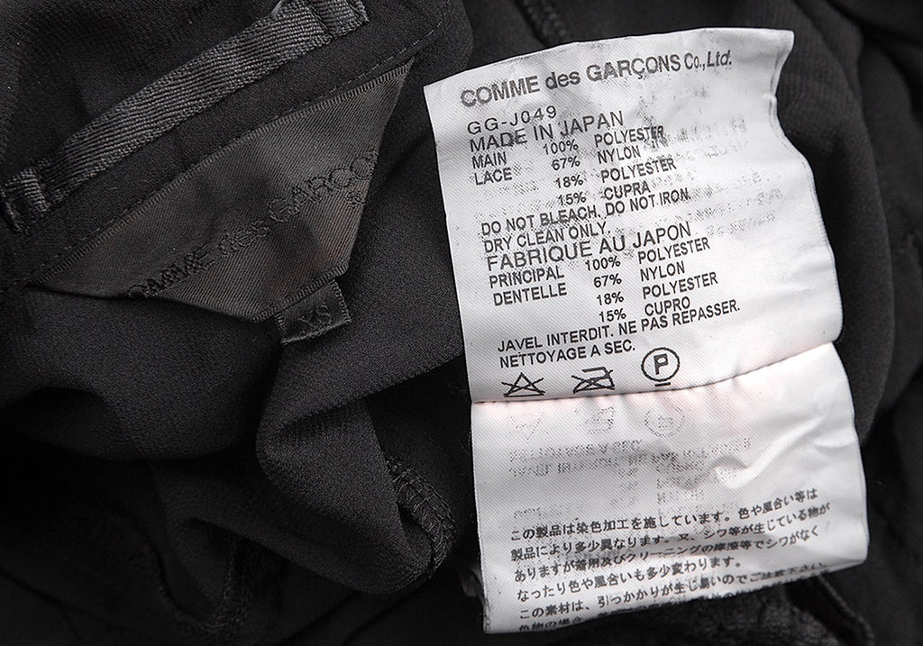 COMME des GARCONS JAPAN. Black Dyed Nylon, Cupro, Poly Blend Layered Dress/Jacket