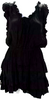 Isabel Marant Paris. Black Ruffle Neck Sleeveless Tiered Mini Dress