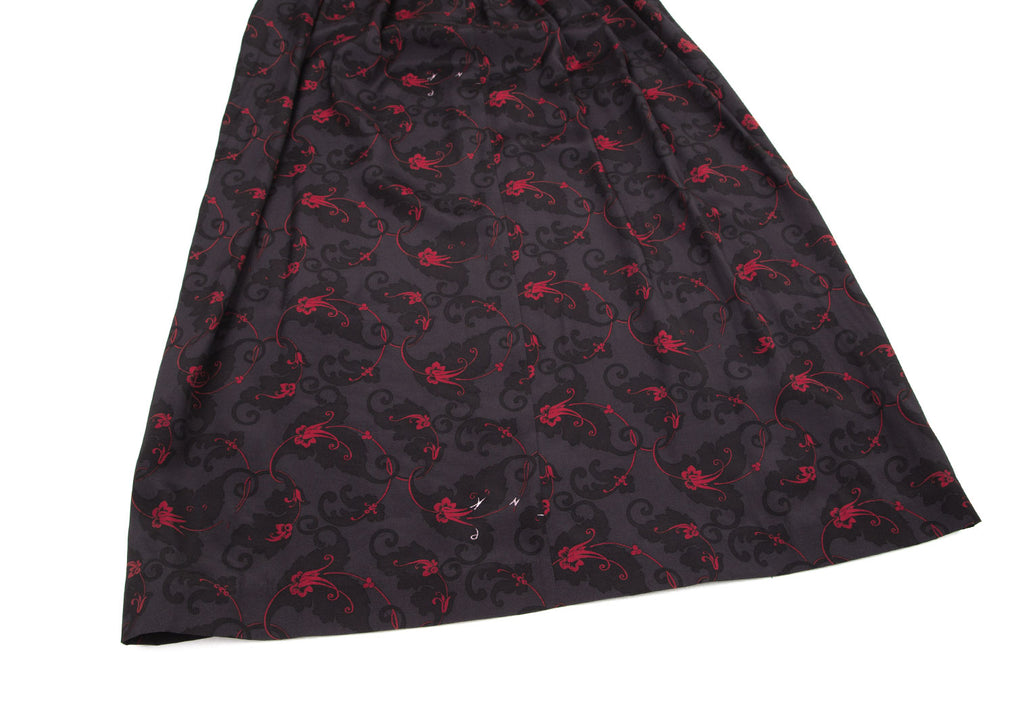 Yohji Yamamoto. TAKESHI KOSAKA by Y's Pink Label. Charcoal,Black,Red Printed Half Wrap Skirt