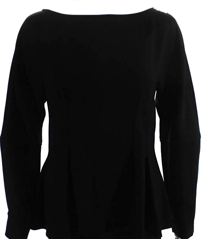 LA GARÇONNE MODERNE Black Cotton/Lycra Blend V-Neck Midi Length Dress