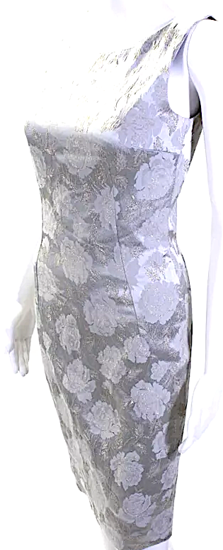 Dolce & Gabbana Italy. Silver Metallic Floral Print Sleeveless Dress