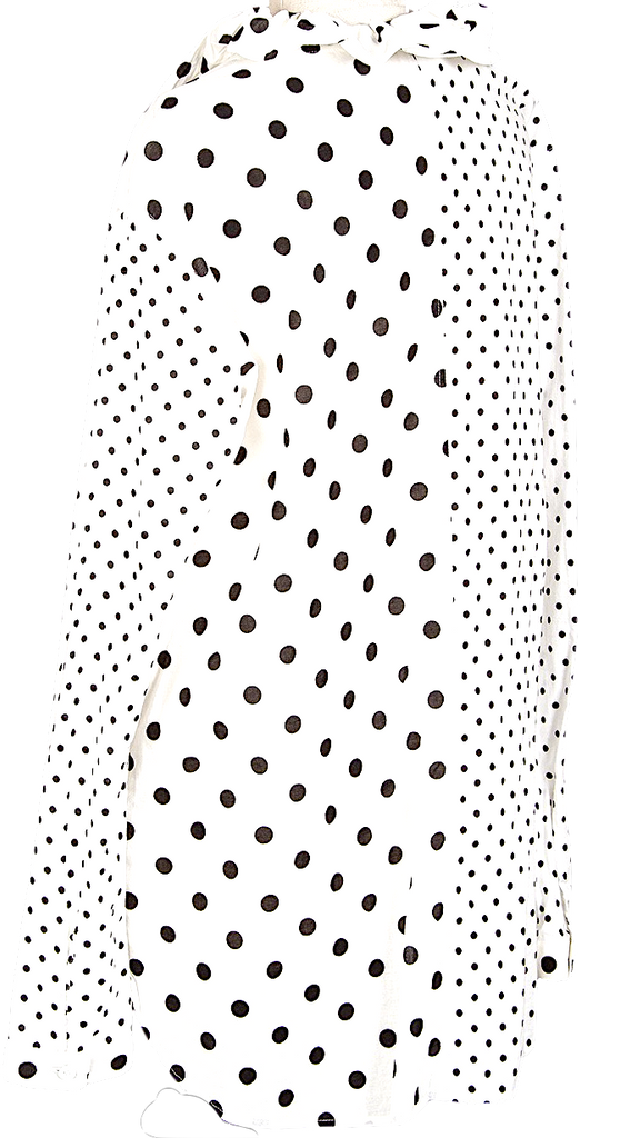 Yohji Yamamoto Japan. Y's White Polka Dot Print Switched Long Sleeve Shirt
