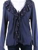 Ghost UK. Tanya Sarne. Blue Pink Embroidered Floral Ruffle Collar Blouse