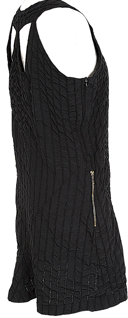 Jean-Paul Gaultier Paris.  FEMME Black Shearing Striped Mini Dress