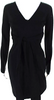 Jil Sander Black Knit Deep V-Neck Long Sleeve Fitted Bodycon Mini Dress