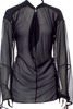 Acne Studios Sweden. Black Semi Sheer Mock Neck Long Sleeve Blouse