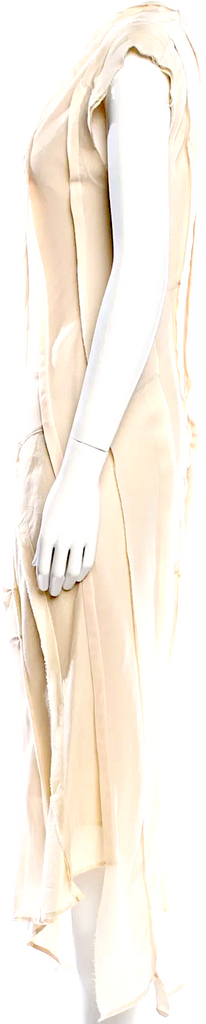 Acne Studios Sweden. Neutral Color Poly-Tech Blend V-Neck Long Dress