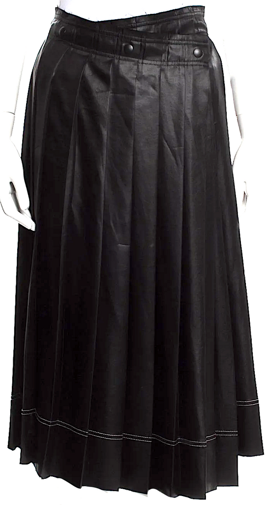 Acne Studios Sweden. Black Triacetate Blend Pleated Accents Knee-Length Skirt