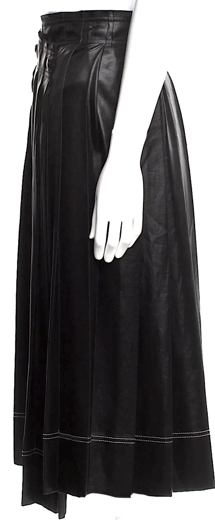 Acne Studios Sweden. Black Triacetate Blend Pleated Accents Knee-Length Skirt