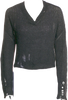 Acne Studios Sweden Grey Distressed Nylon/Cotton Blend  V-Neck Sweater