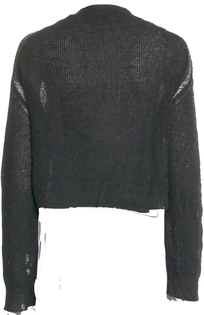 Acne Studios Sweden Grey Distressed Nylon/Cotton Blend  V-Neck Sweater