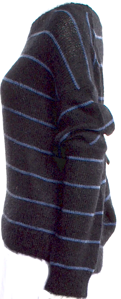 Acne Studios Sweden. Black/Blue Nylon/Wool/Mohair Striped Sweater