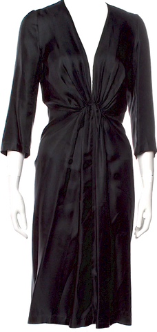 Maison Martin Margiela Paris. Black Long Sleeves Polytech Blend Dress