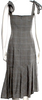 Adeam JAPAN. Rayon Blend Grey Plaid Print Square Neckline Long Dress