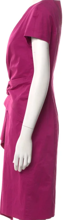 Alberta Ferretti  Italy. Dark Violet V-Neck Knee-Length Sheath Dress