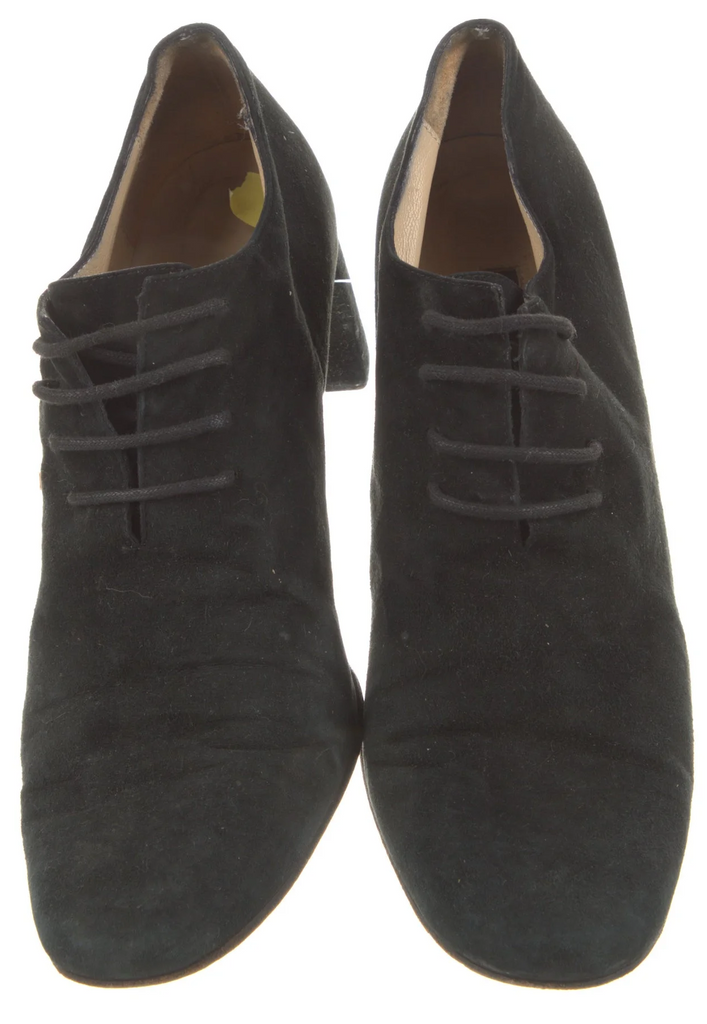 Ann Demeulemeester Belgium. Dark Gray Lace Up Suede Oxford Style Shoes