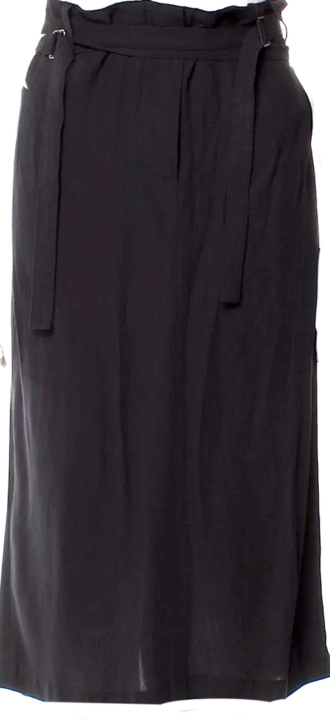 Ann Demeulemeester Belgium. Black Viscose/Wool Blend Midi Length Skirt