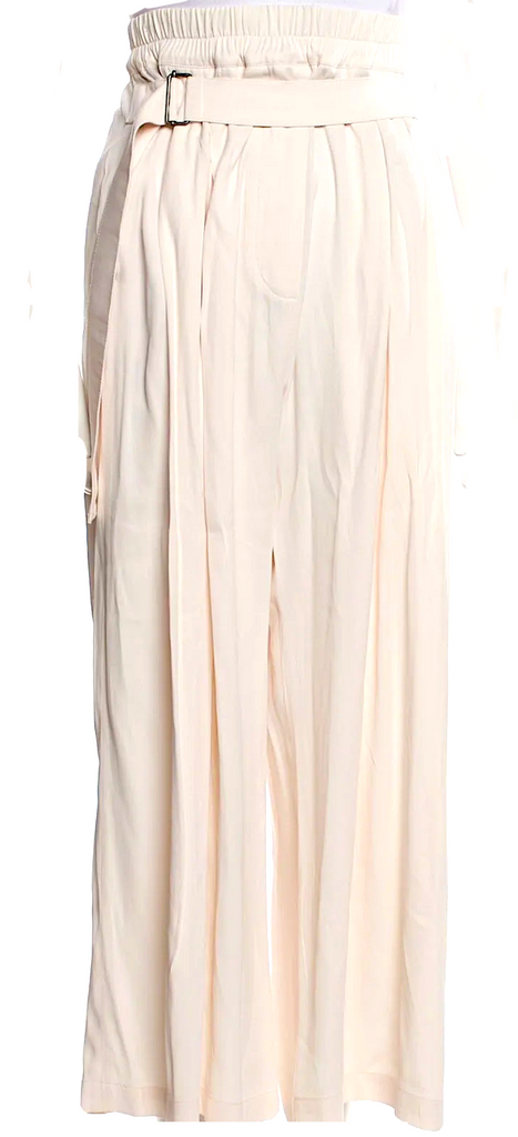 Ann Demeulemeester Belgium. Light Pink/White Viscose/Rayon Wide Leg Pants