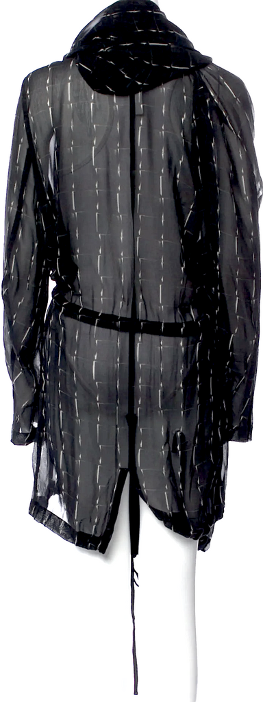 Ann Demeulemeester Belgium. Black Silk Striped 2011 Collection Knee-Length Dress