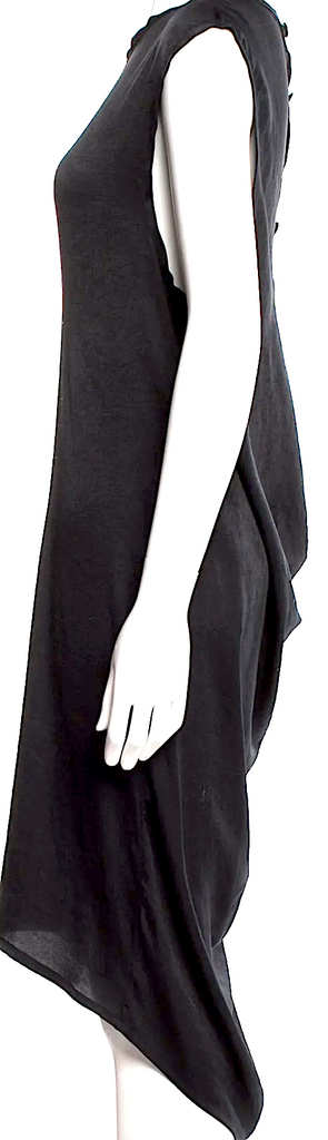 Ann Demeulemeester Belgium. Black Crew Neck Knee-Length Vintage Dress