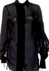 Ann Demeulemeester Belgium. Black Cashmere/Cotton Blend Black Long Sleeve Button-Up Shirt