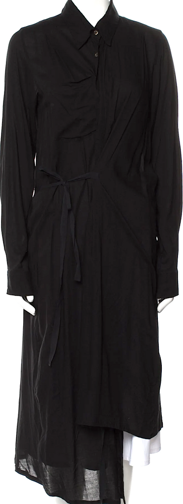 Ann Demeulemeester Belgium. Black Rayon Vintage 2010's Trench Coat