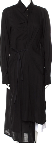 ISSEY MIYAKE JAPAN. sunaokuwahara Black Wool Linen Stripe Layered Pleats Mini Skirt