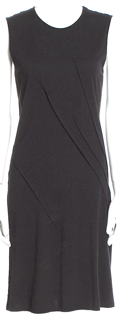 Ann Demeulemeester Belgium. Black Cotton/Rayon Blend Crew Neck Knee-Length Dress