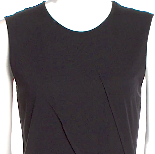 Ann Demeulemeester Belgium. Black Cotton/Rayon Blend Crew Neck Knee-Length Dress