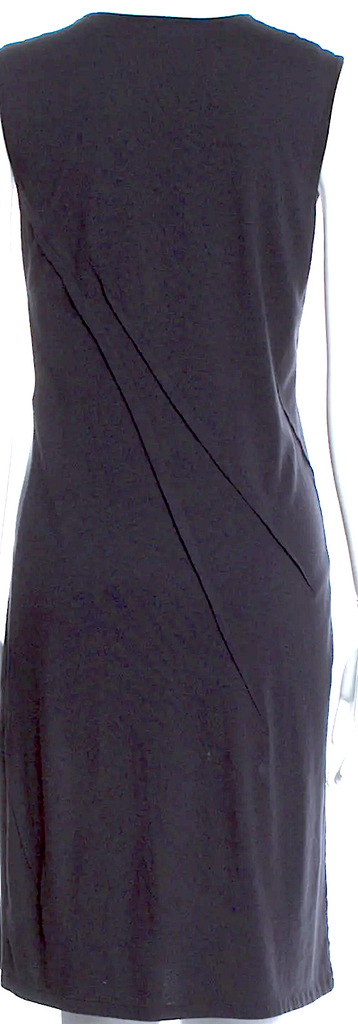 Ann Demeulemeester Belgium. Black Cotton/Rayon Blend Crew Neck Knee-Length Dress