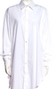 Ann Demeulemeester Belgium. White Cotton Long Sleeve Button-Up Top