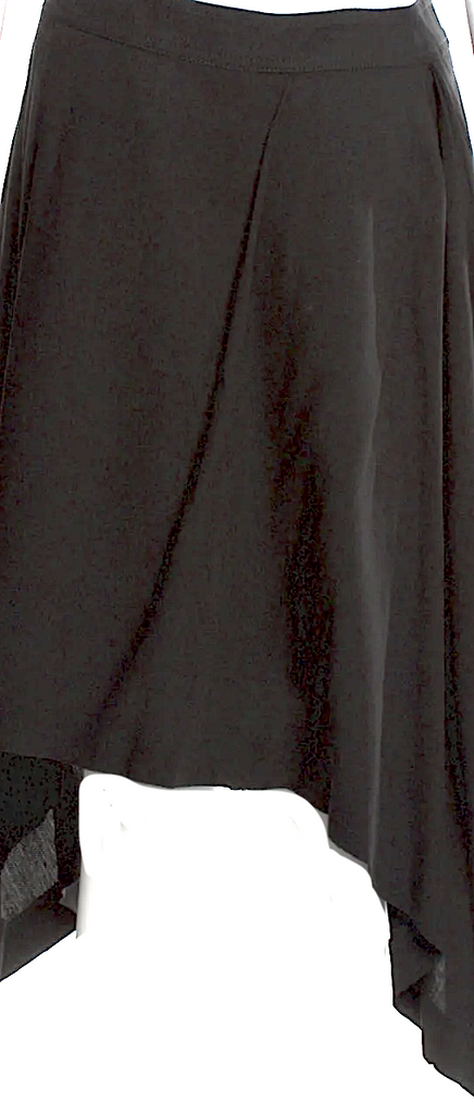 Ann Demeulemeester Belgium. Vintage From 2010s Collection Black Rayon/Wool Blend Full Midi Length Skirt